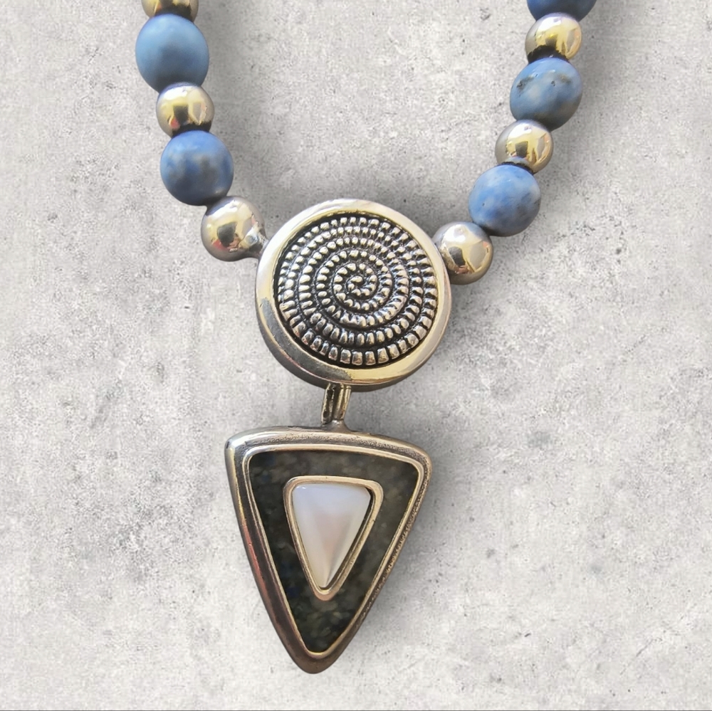 Carolyn Pollack MOP, Lapis & Sterling Silver Necklace & Pendant Enhancer